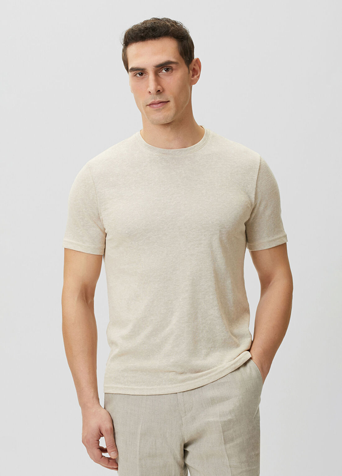 Network Bej Basic T-shirt görsel 3
