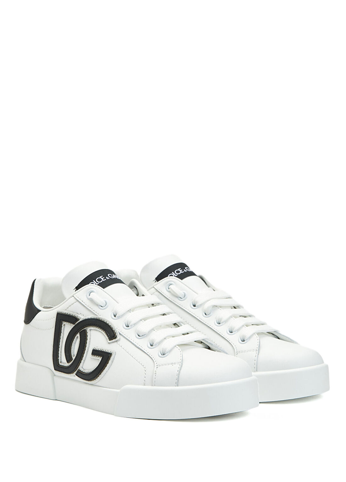 Dolce&Gabbana Portofino Siyah Beyaz Kadın Deri Sneaker görsel 2