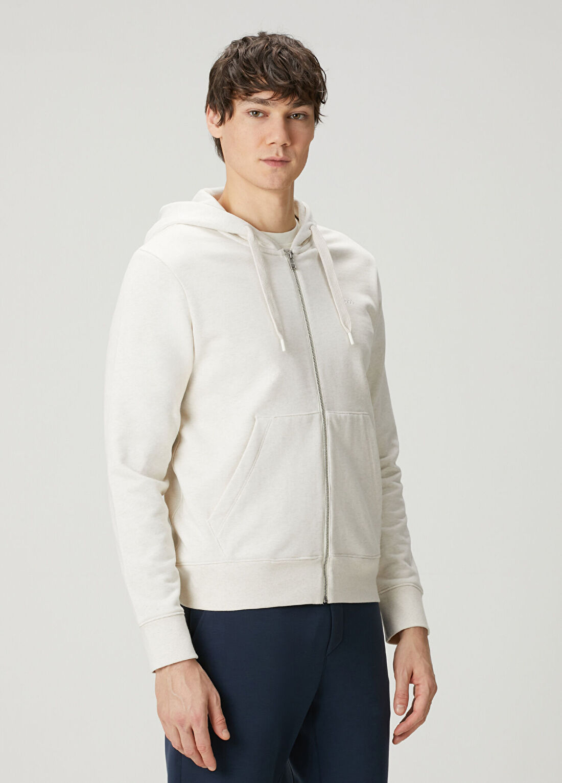Boss Beyaz Kapüşonlu Jersey Sweatshirt görsel 3