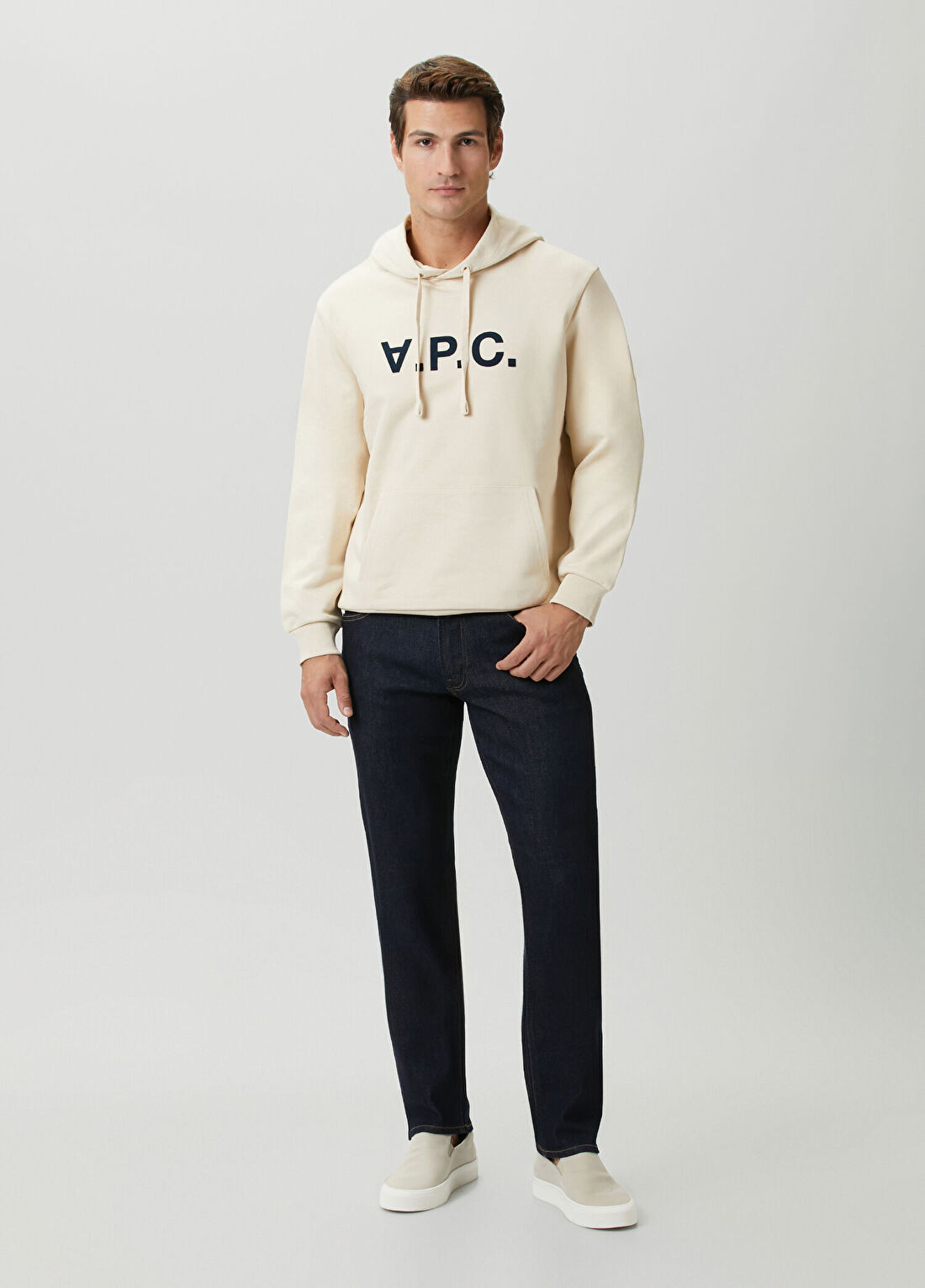 A.P.C. Bej Kapüşonlu Sweatshirt görsel 2