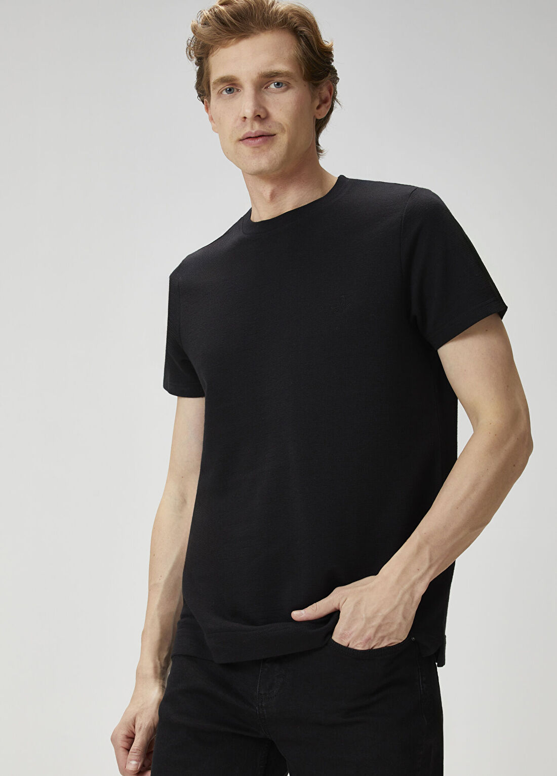 Beymen Club Relax Fit Siyah Flam Görünümlü T-shirt görsel 2