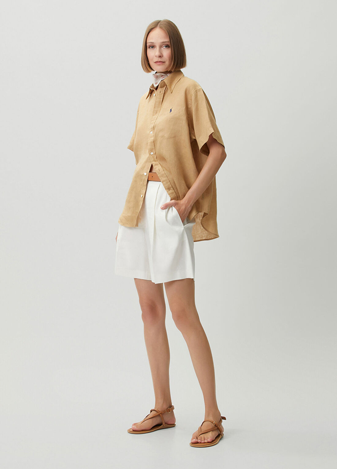Polo Ralph Lauren Camel Keten Gömlek görsel 2