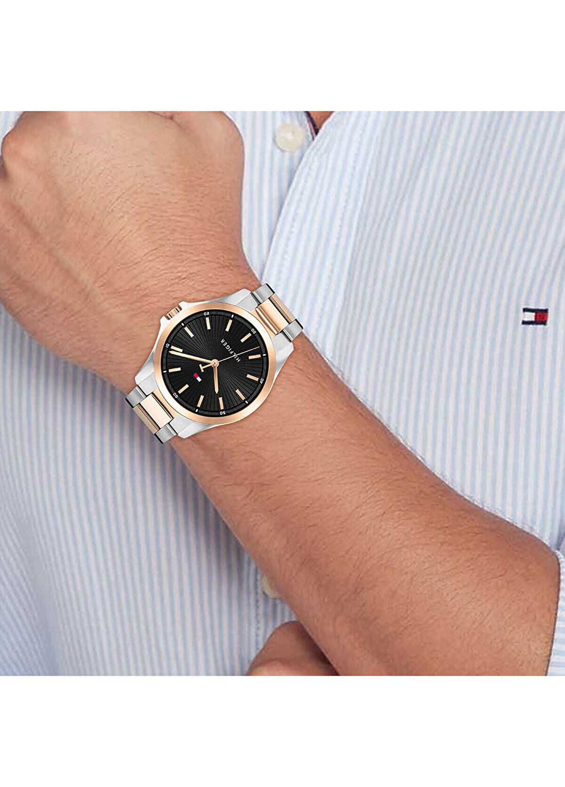 Tommy Hilfiger TH1792191 Metalik Gri Rose Gold Çelik Erkek Kol Saati görsel 4