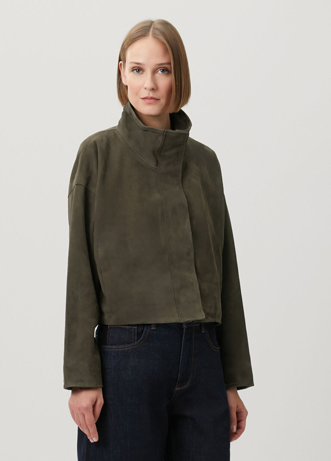 AllSaints Ryder Koyu Haki Süet Ceket görsel 4
