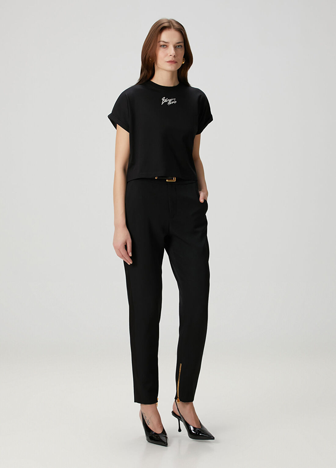 Balmain Siyah Logolu T-shirt görsel 2