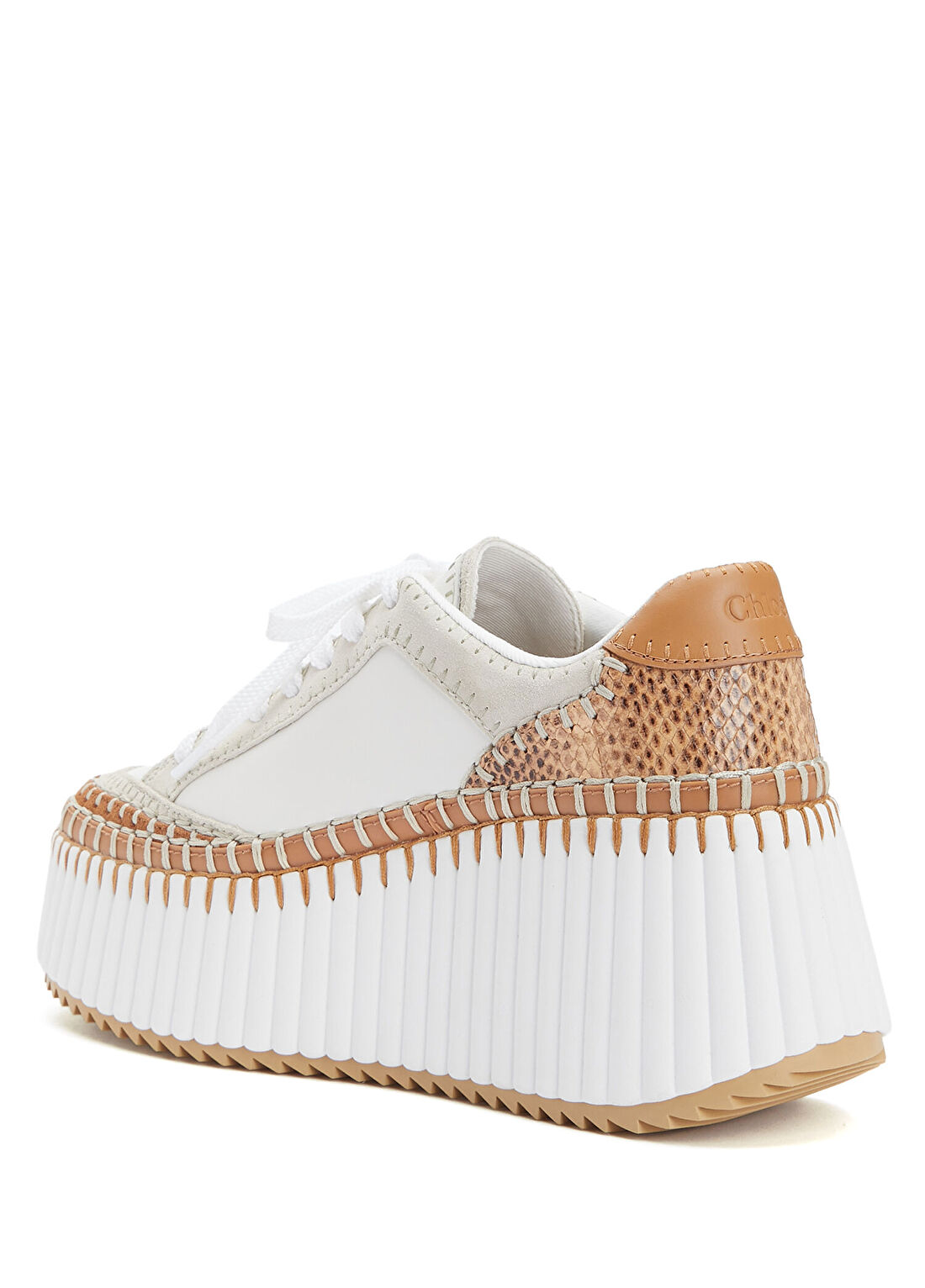 Chloe Nama Taba Beyaz Platformlu Kadın Deri Sneaker görsel 3