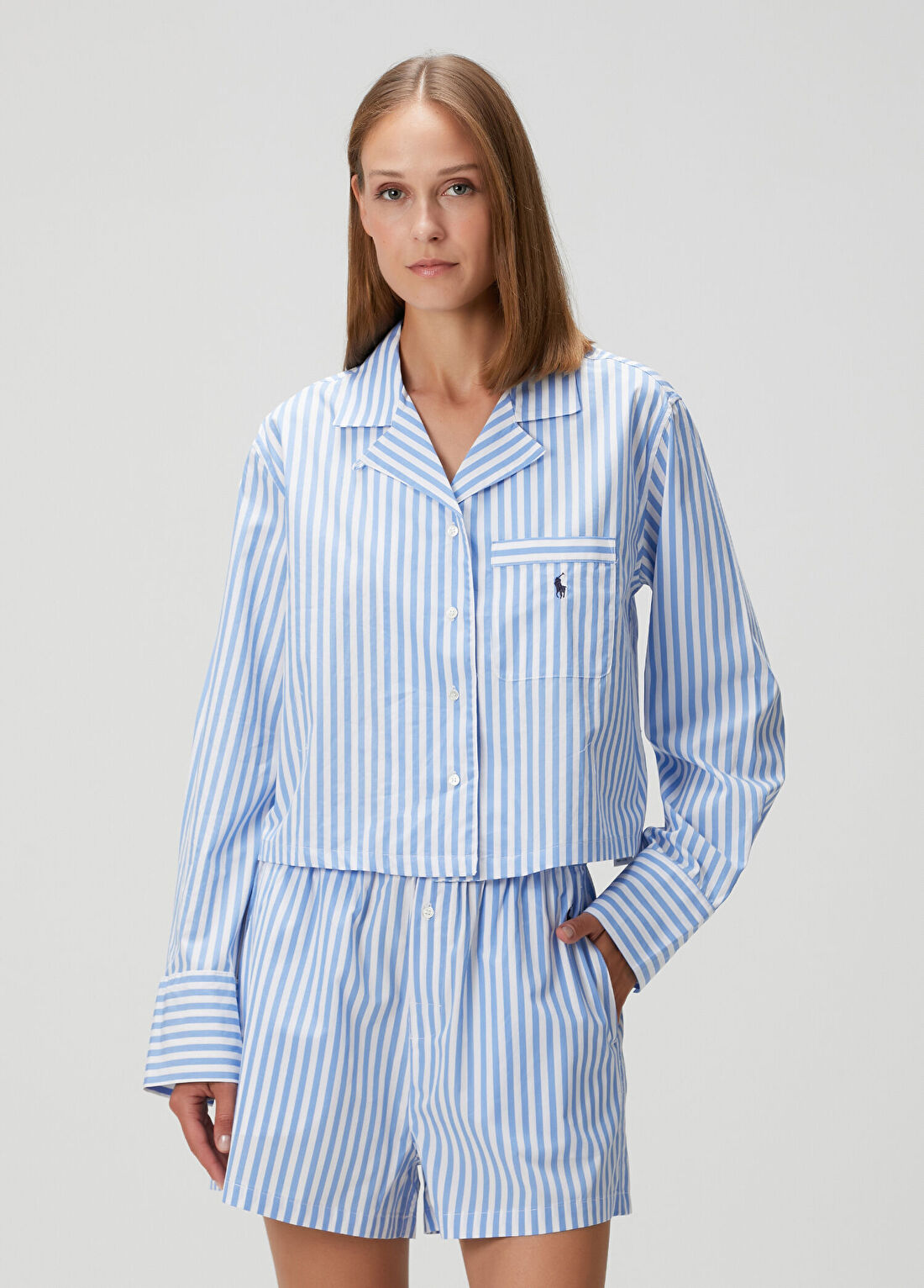Polo Ralph Lauren-Lingerie Mavi Çizgili Pijama Takımı