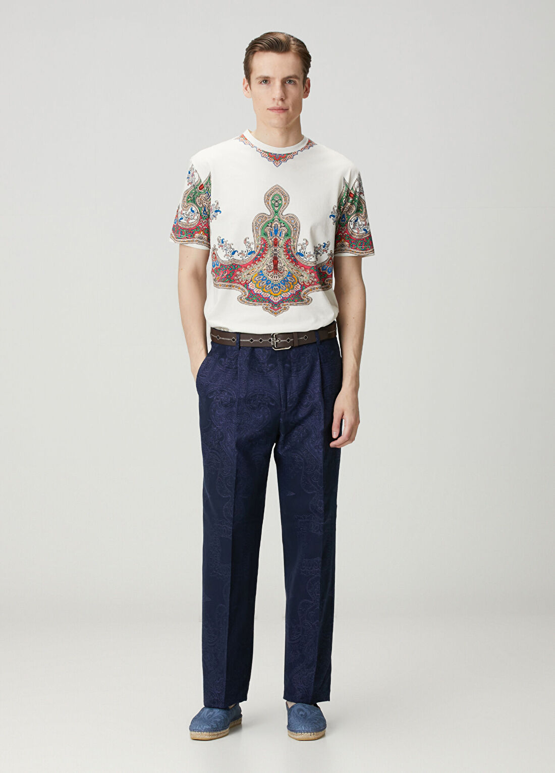 Etro Lacivert Etnik Desenli Pantolon