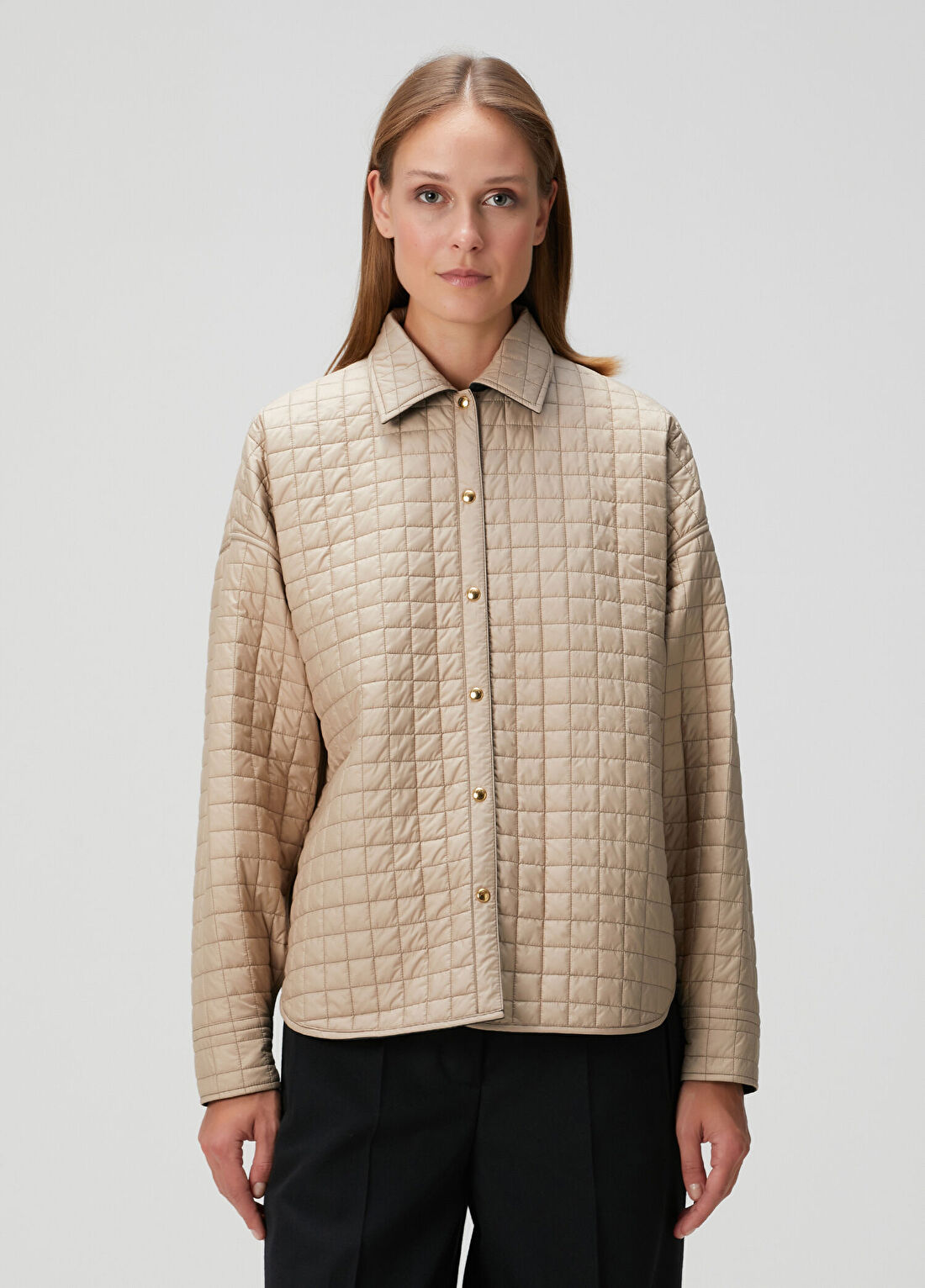 Moncler Bej Siyah Çift Taraflı Kapitoneli Gömlek