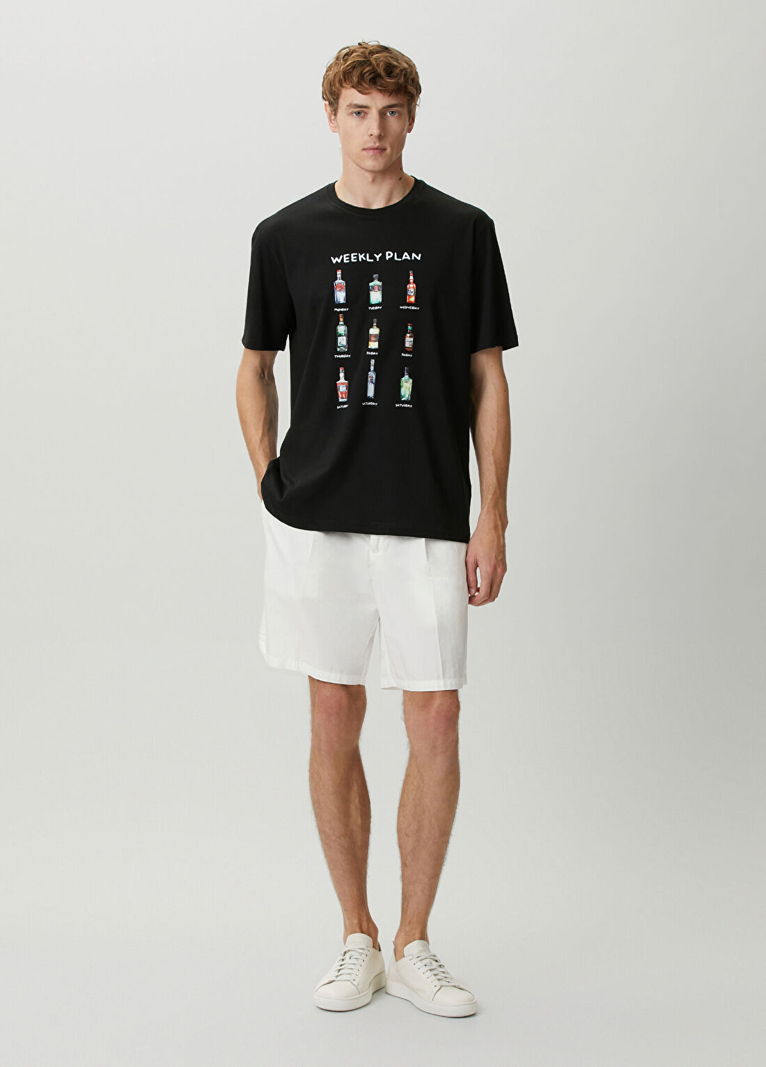 John Frank Weekly Siyah Baskılı T-shirt görsel 2