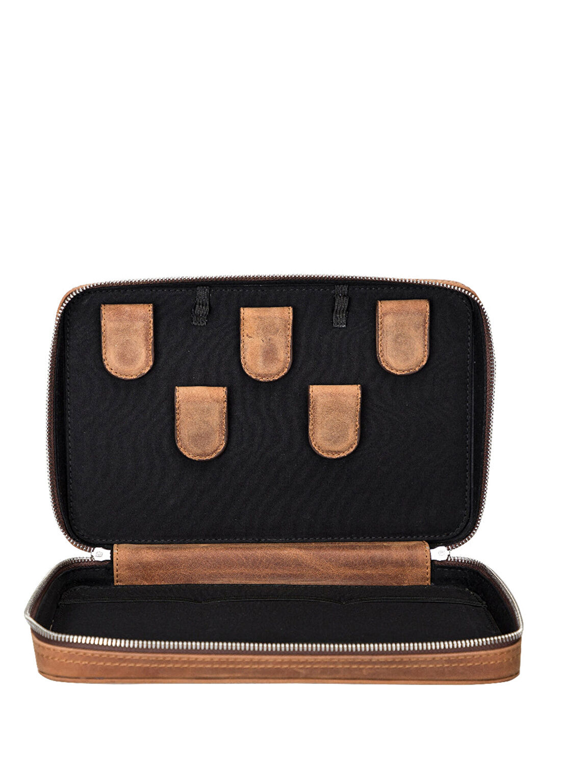 Bloominbag Arcadia Saddle Heritage Kahverengi Taba Deri Elektronik Aksesuar Düzenleyici Teknoloji Çantası görsel 2