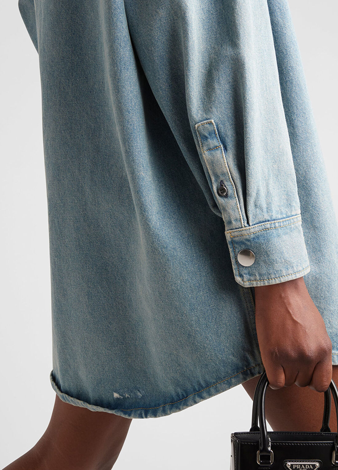 Prada Oversize Organik Denim Kadın Gömlek görsel 4
