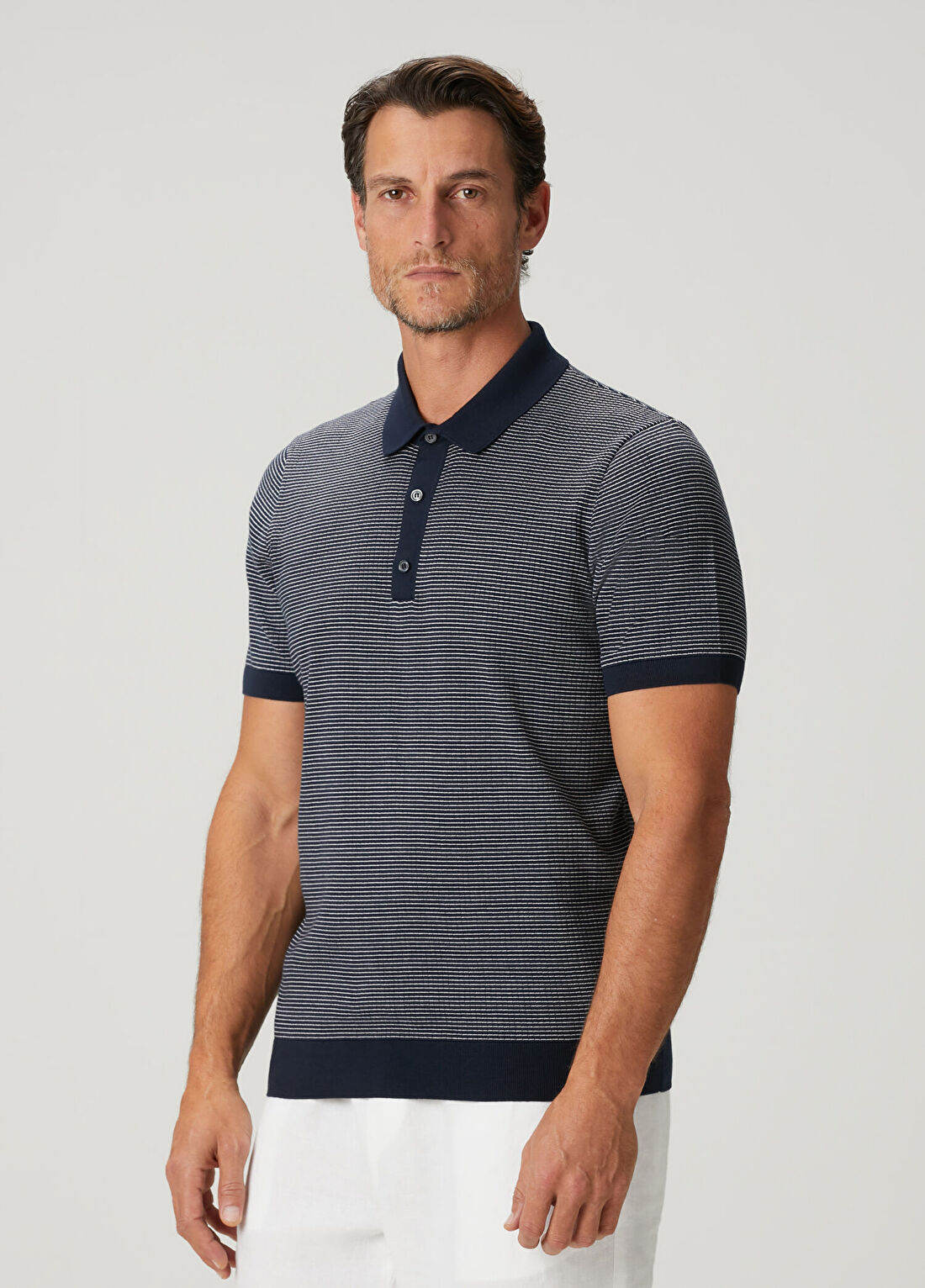 Beymen Collection Lacivert Polo Yaka Kısa Kollu Triko görsel 4