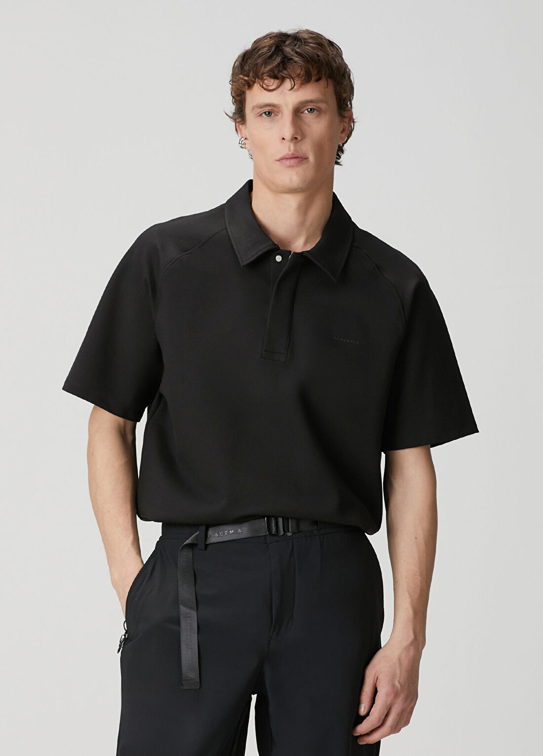 Academia Siyah Polo Yaka T-shirt