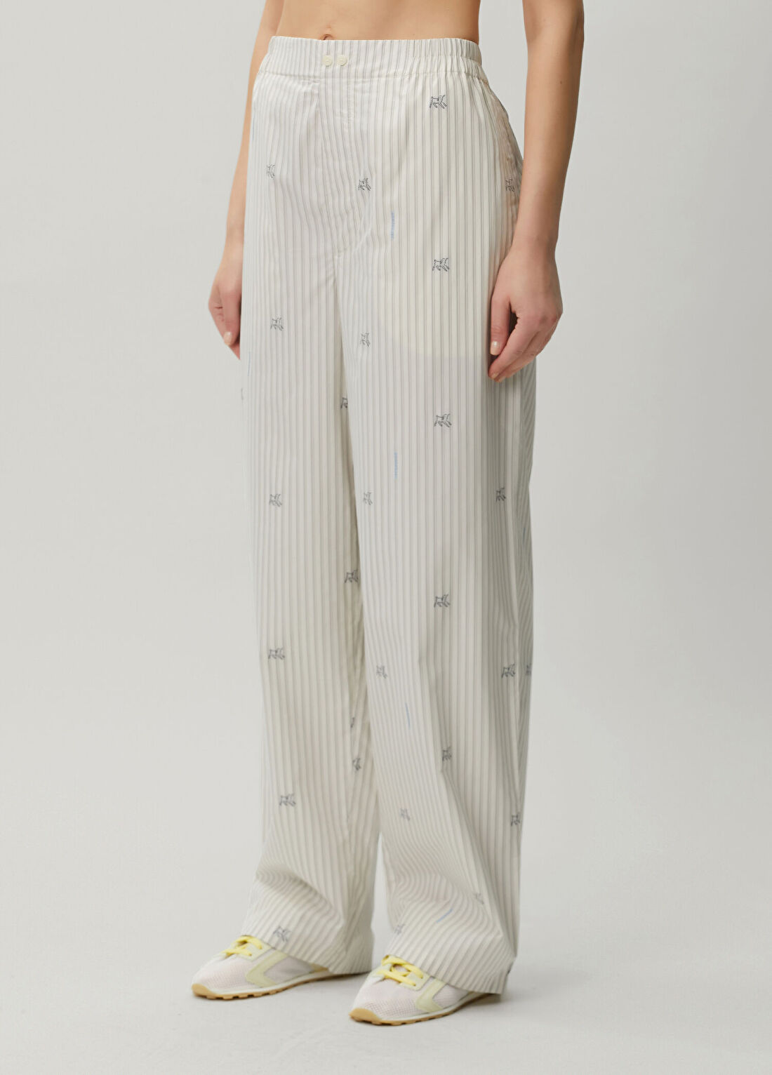 Jacquemus Ekru Çizgili Desenli Pantolon görsel 2