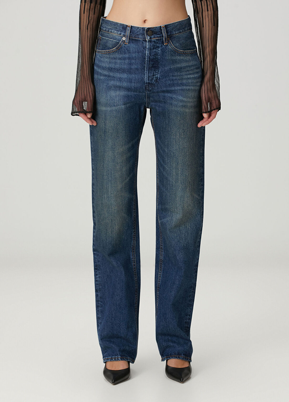 Frame Denim The Stack Lacivert Jean Pantolon görsel 2