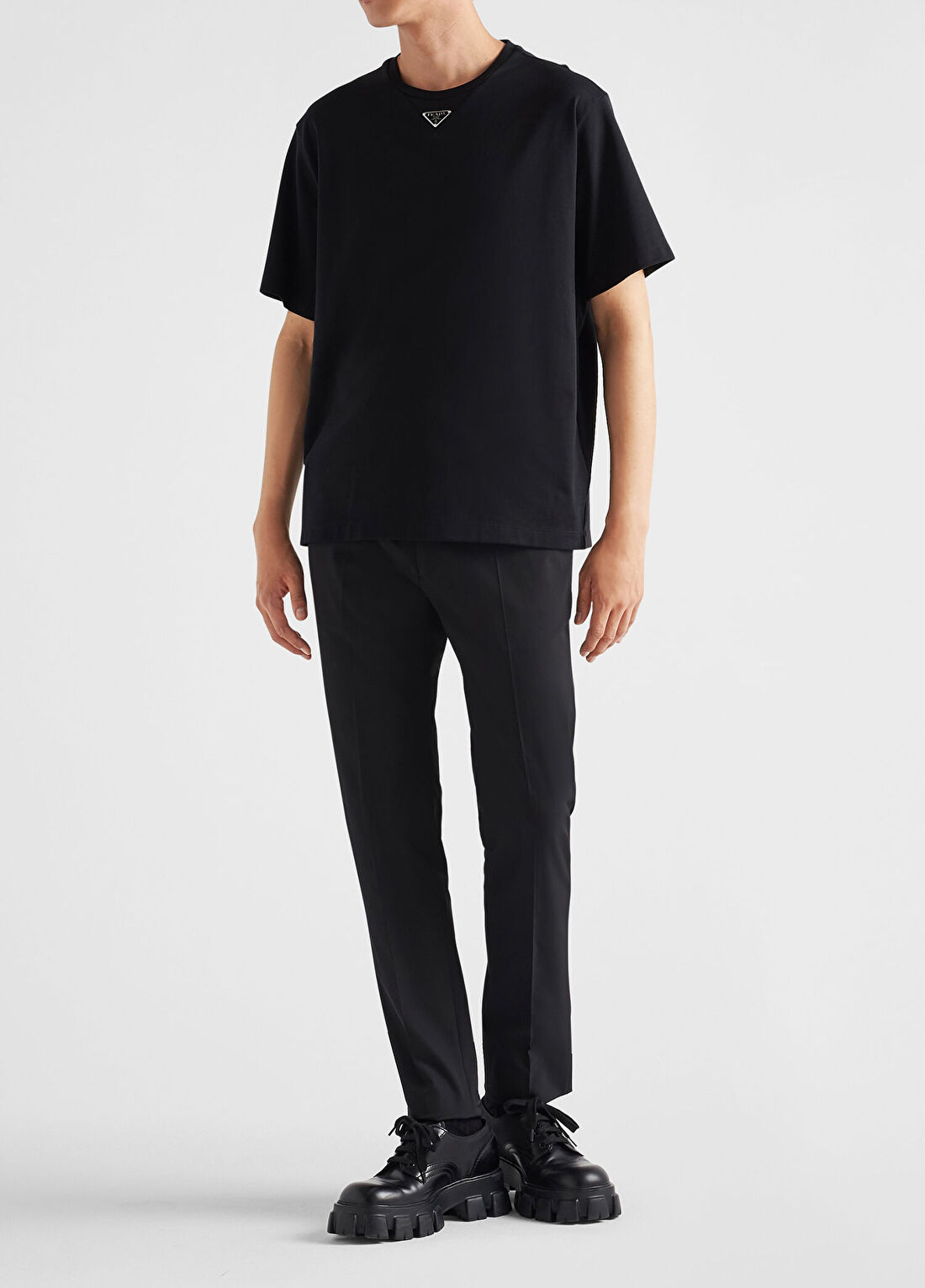 Prada Siyah Pamuklu Kısa Kollu Erkek T-shirt görsel 2