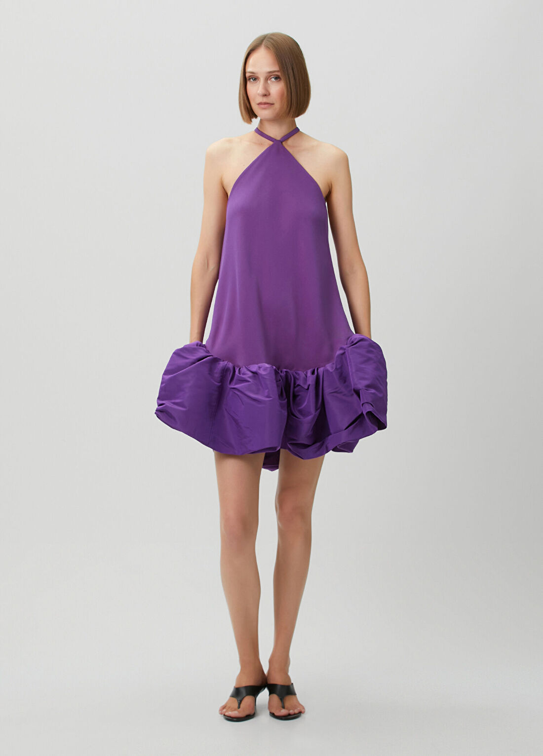 Balenciaga Mor Mini İpek Kokteyl Elbise