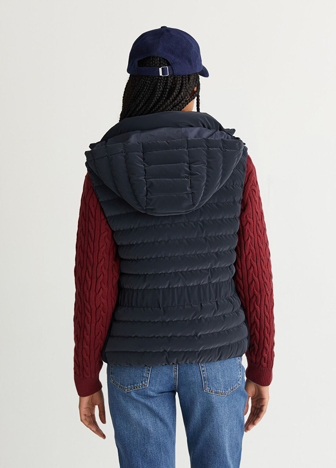 Gant Lacivert Kapüşonlu Regular Fit Kadın Yelek görsel 3