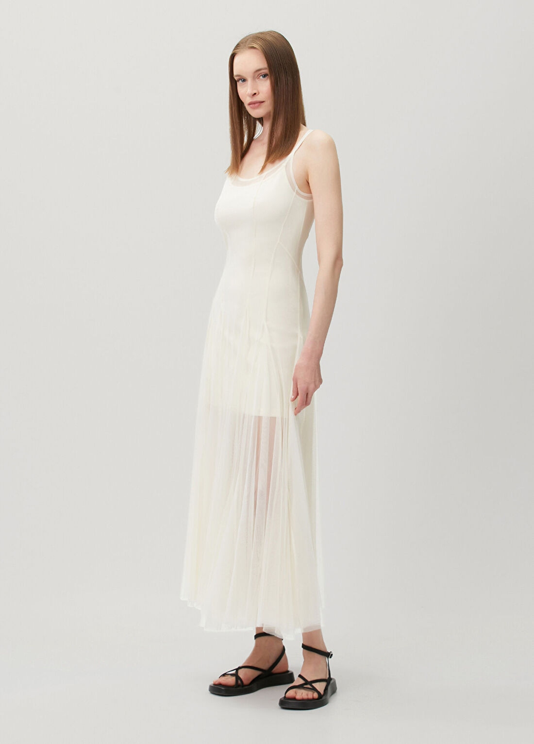 AllSaints Harmonia Ekru Midi Elbise görsel 3