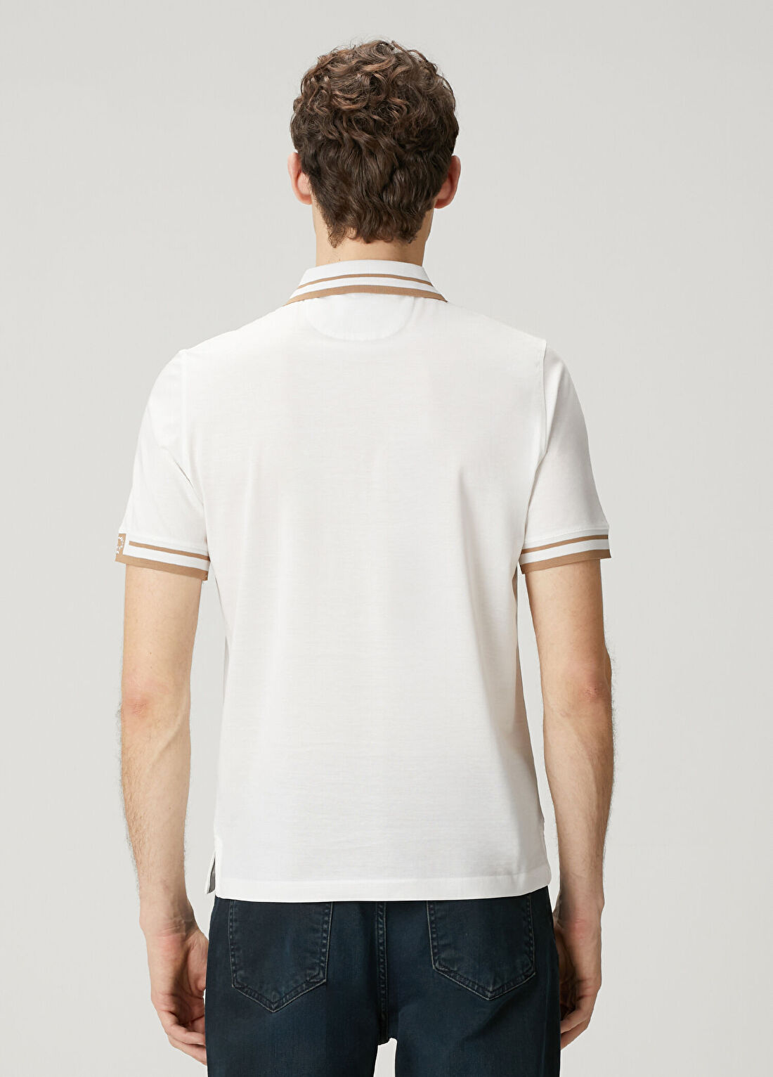 Pal Zileri Beyaz Polo Yaka T-shirt görsel 4