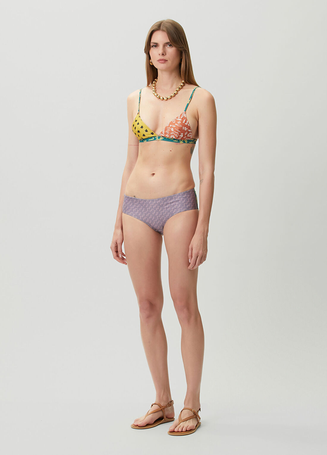 Donde Esteban Desenli Üçgen Bikini Üstü görsel 2