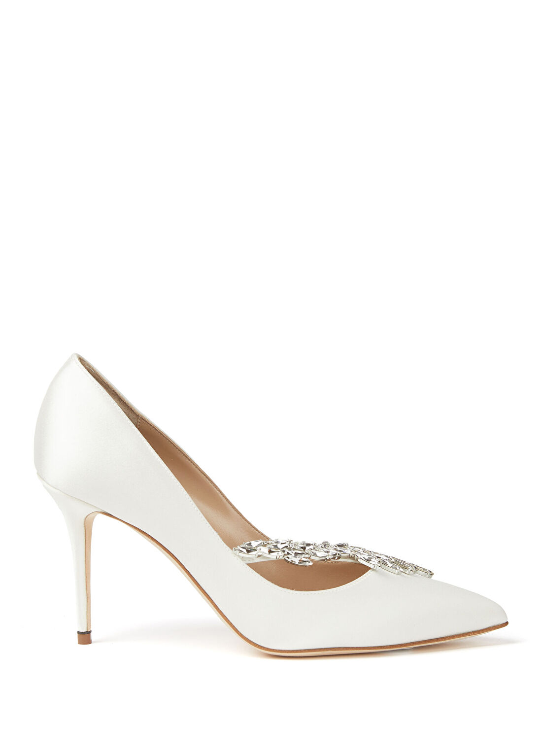 Manolo Blahnik Nadira Krem Saten Stiletto
