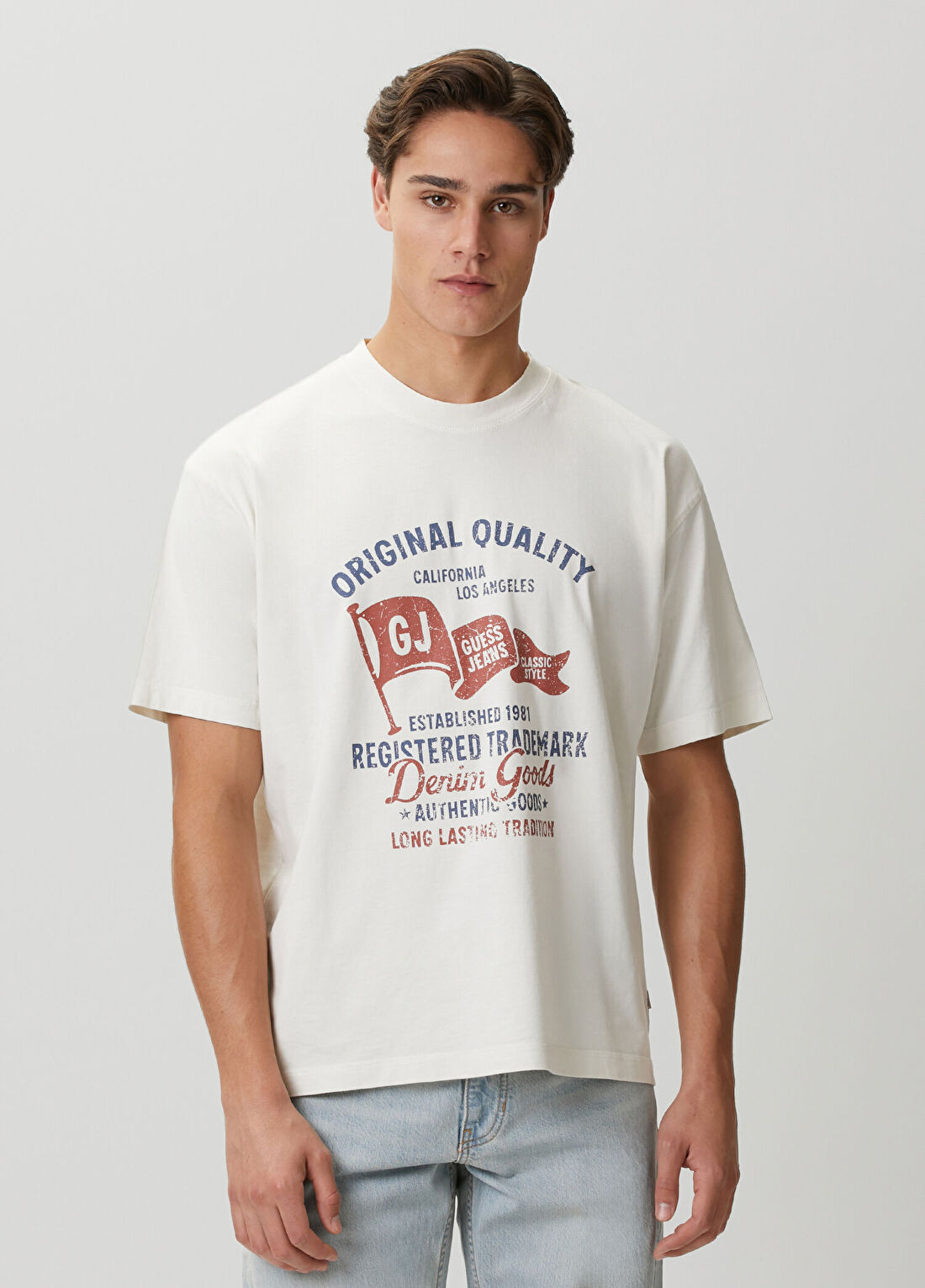 Guess Jeans Oversize Fit Beyaz T-shirt