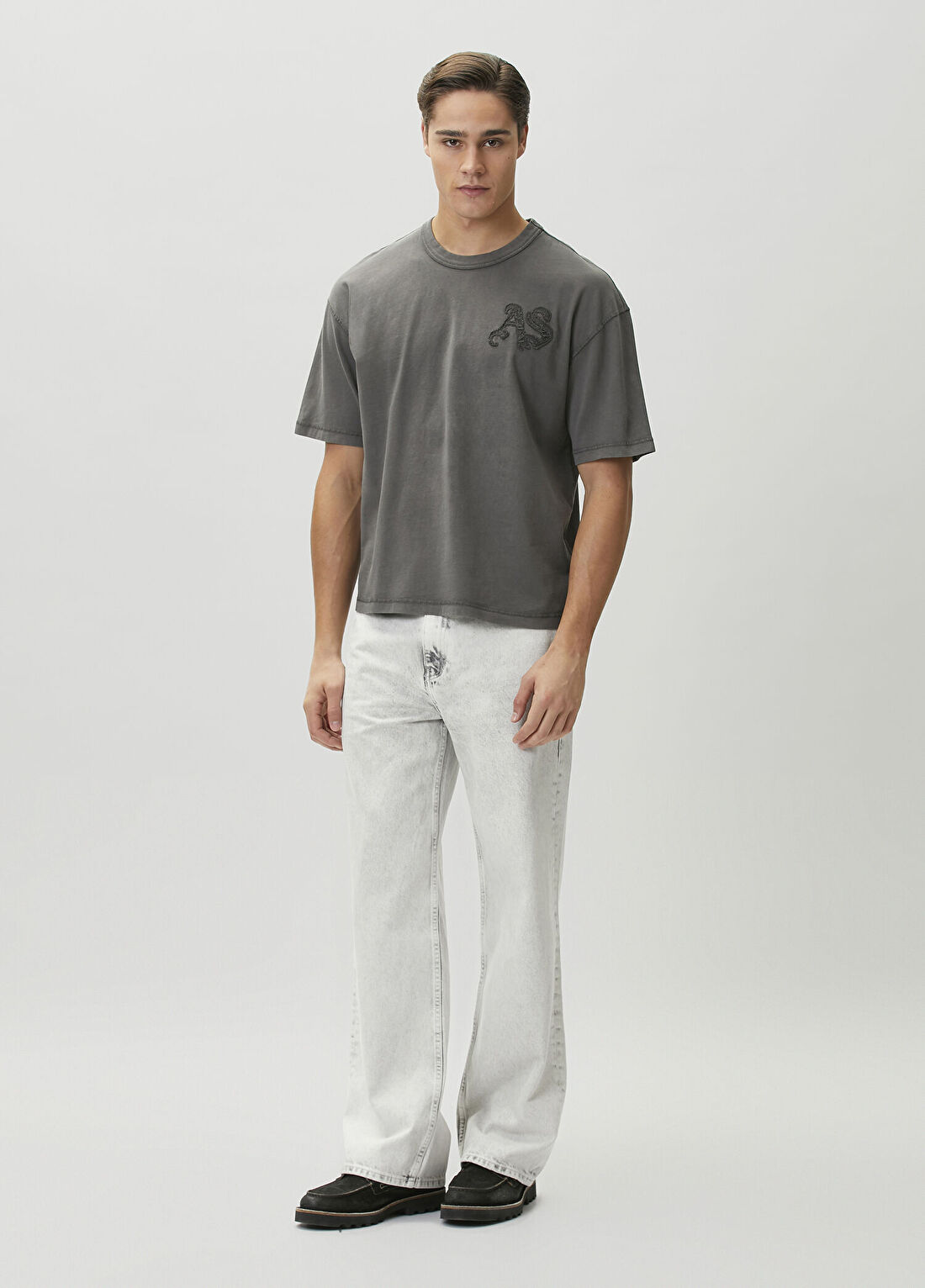 AllSaints Snarl Antrasit T-shirt görsel 2