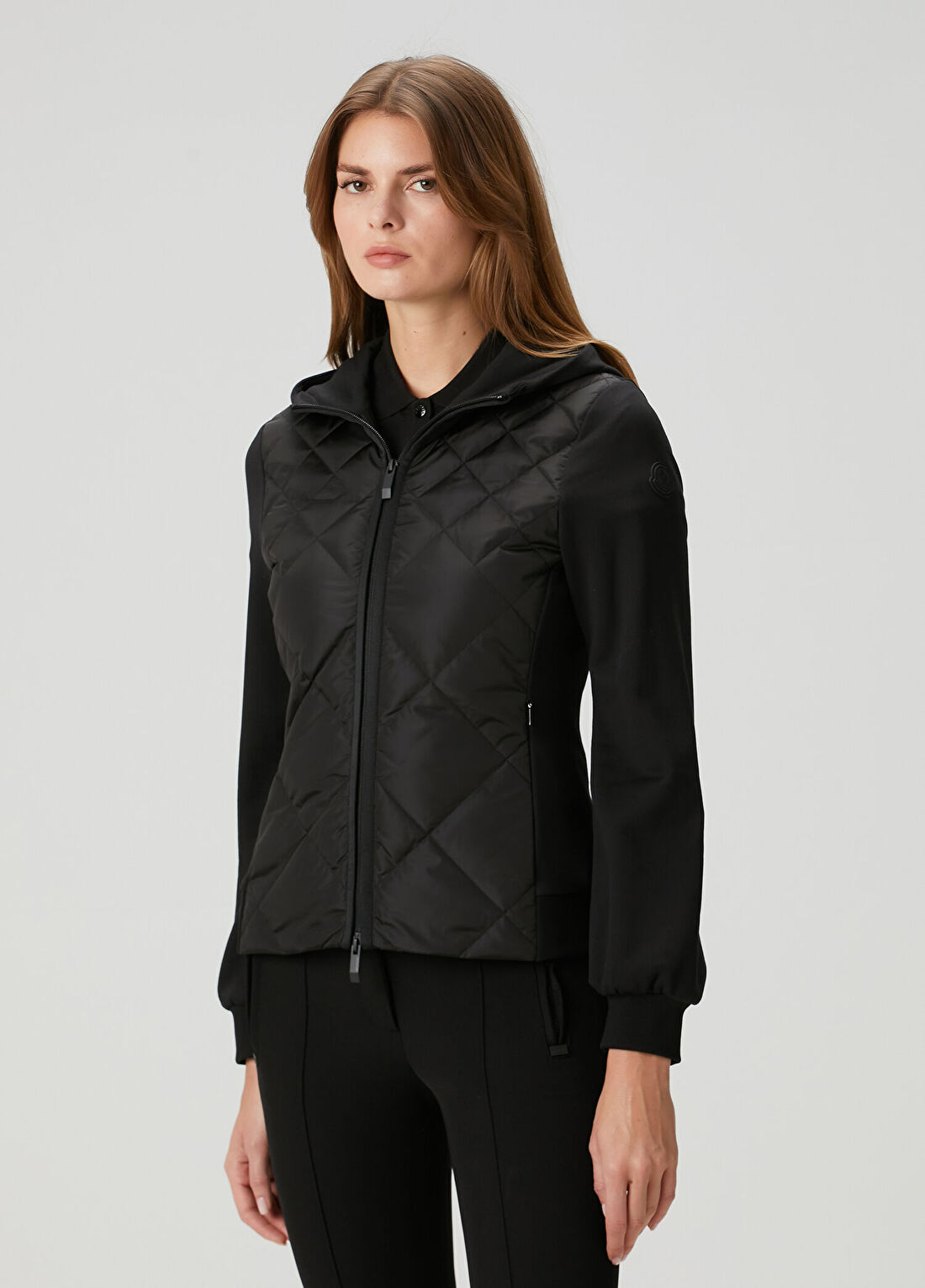 Moncler Siyah Kapüşonlu Dolgulu Sweatshirt