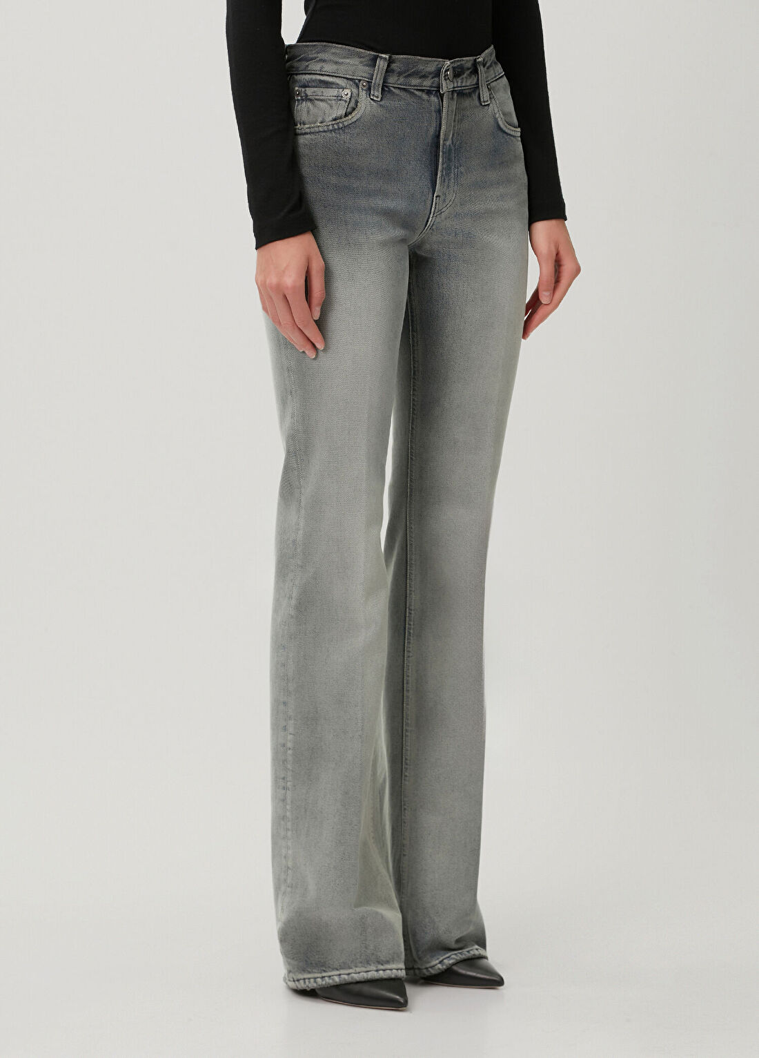 Haikure Flora Gri Jean Pantolon görsel 3