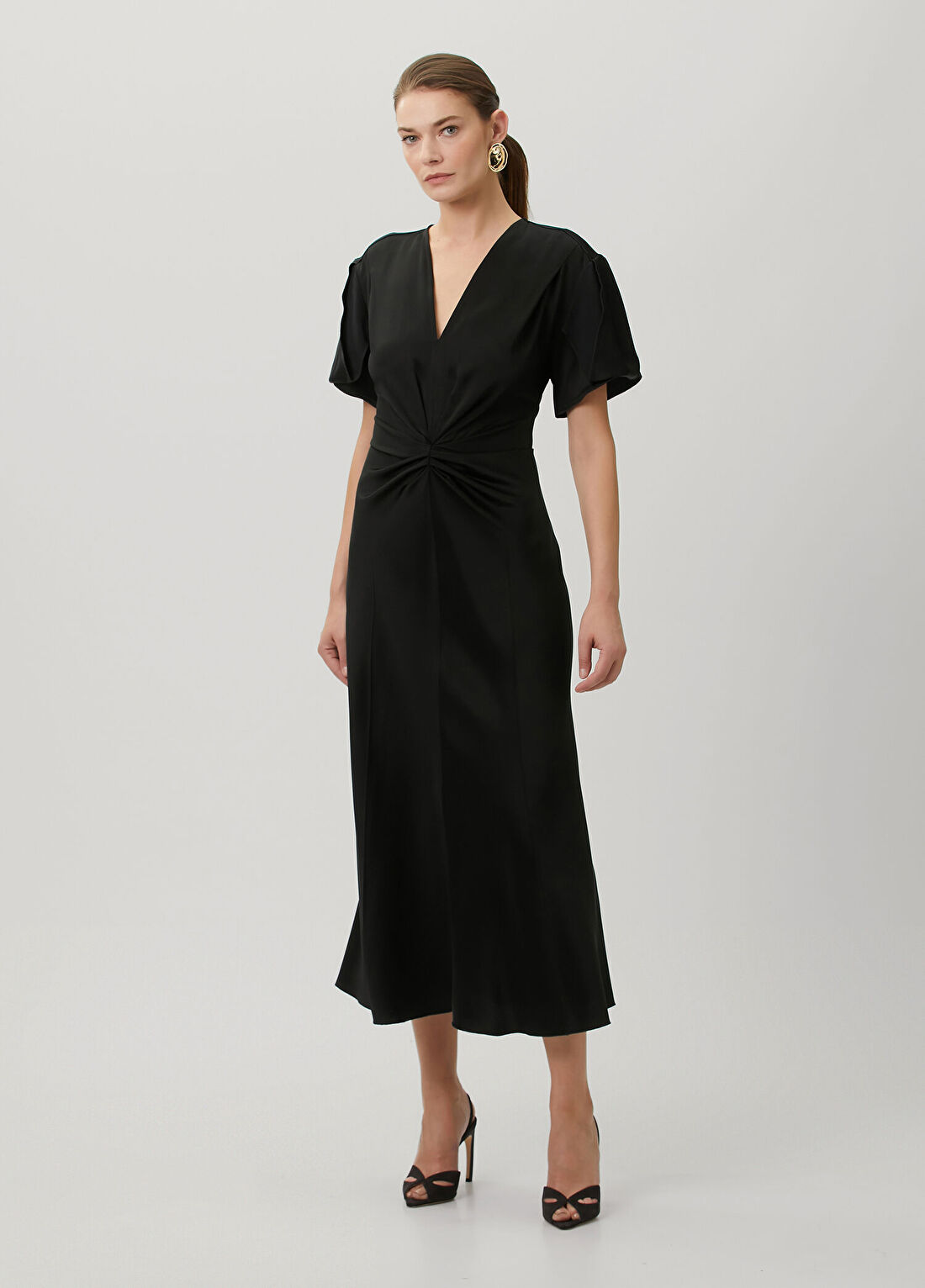 Victoria Beckham Eve Siyah Midi Elbise görsel 3