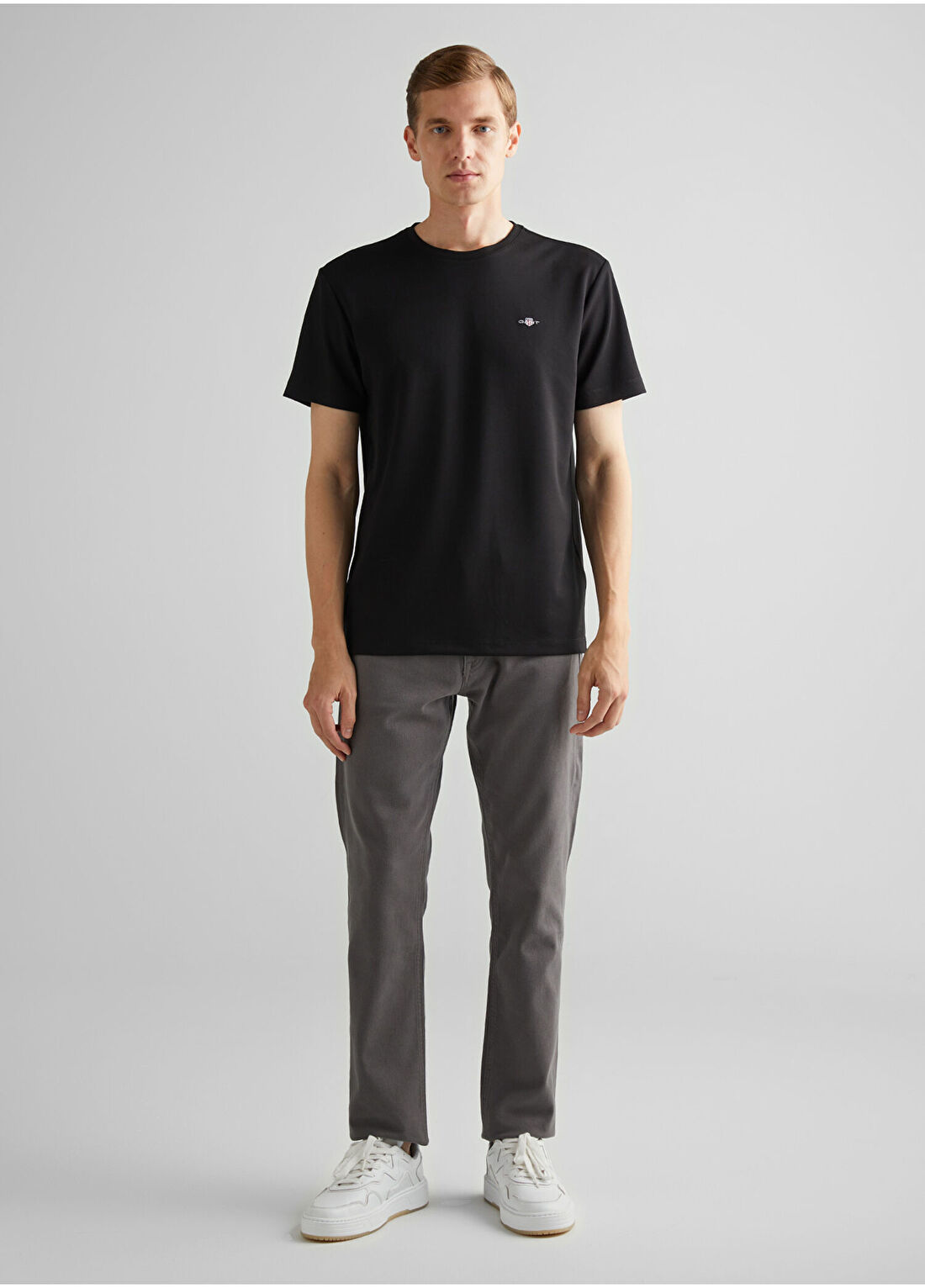 Gant Siyah Bisiklet Yaka Relaxed Fit Kısa Kollu Erkek T-Shirt görsel 3