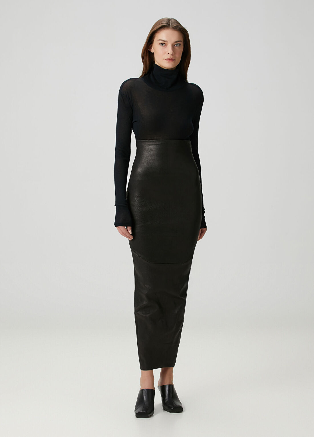 Rick Owens Pillar Maksi Deri Etek