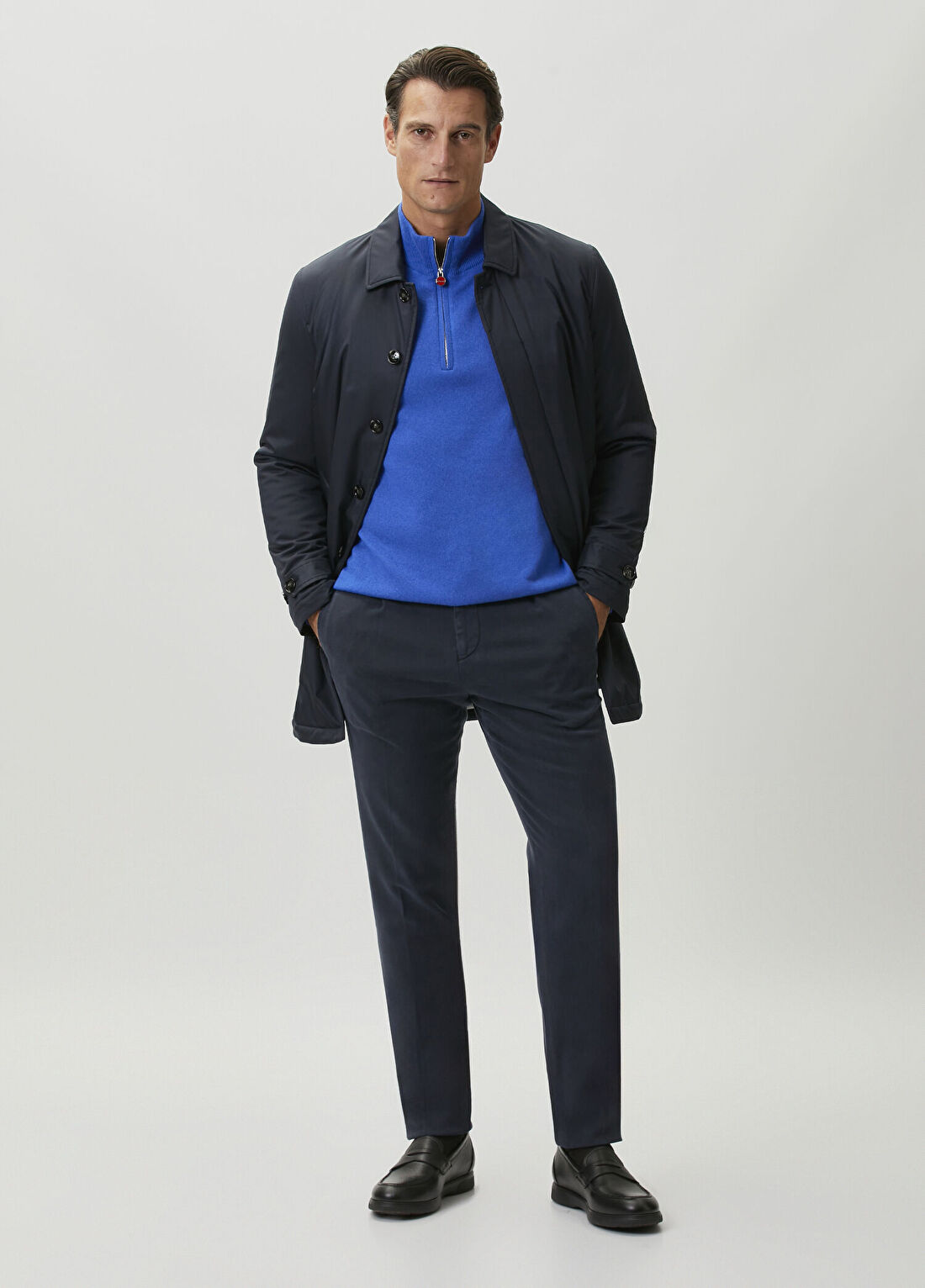 Kiton Lacivert Pilili Pantolon