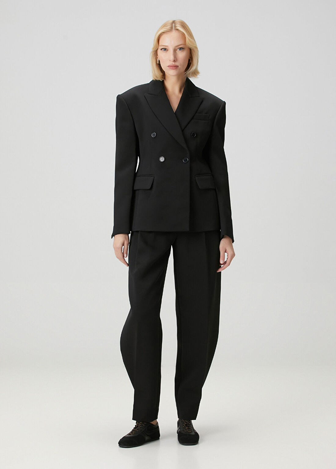 The Frankie Shop Siyah Kruvaze Blazer görsel 2
