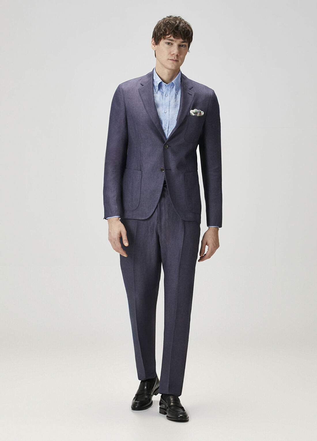 Etro Lacivert Keten Pantolon