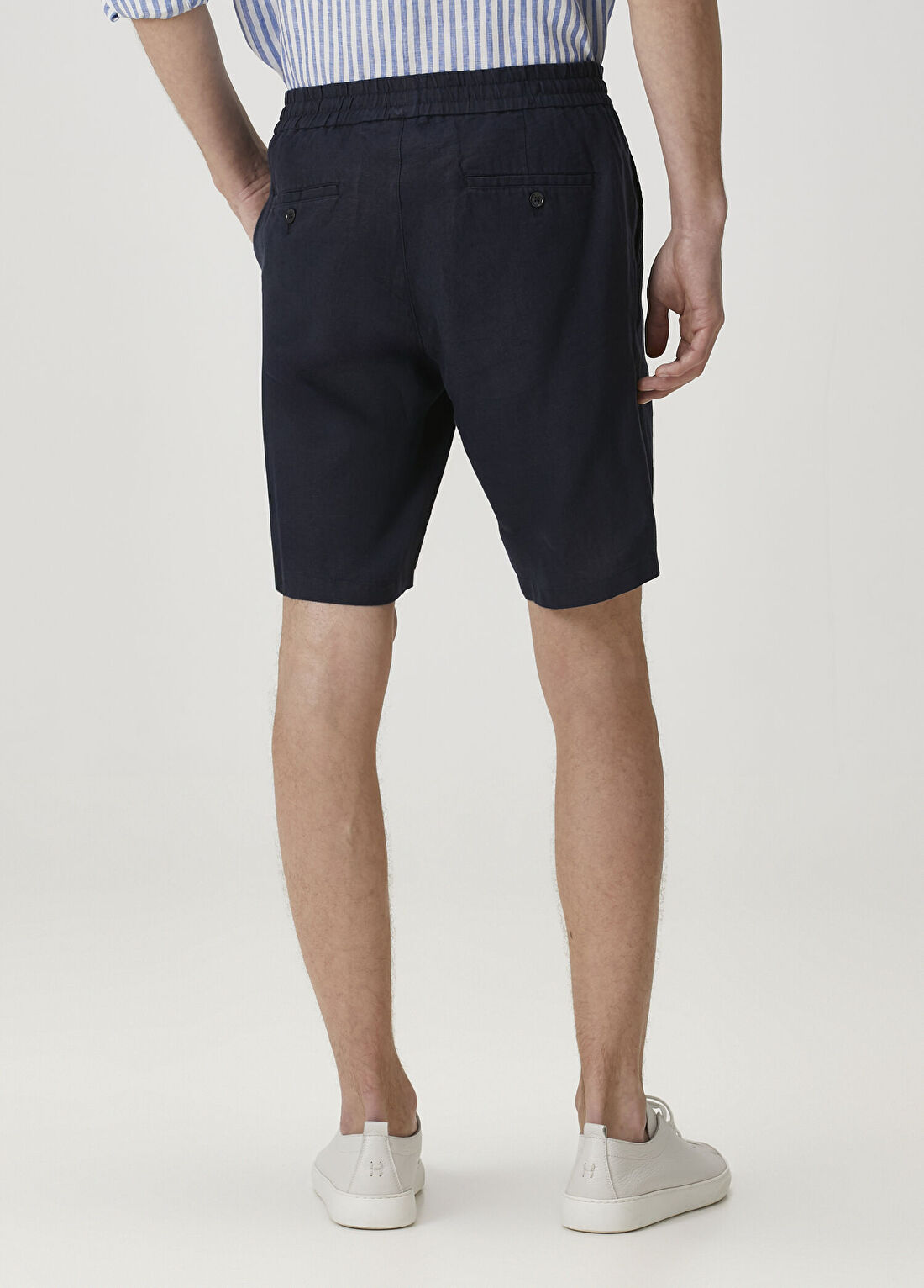 Beymen Collection Lacivert Keten Bermuda görsel 3