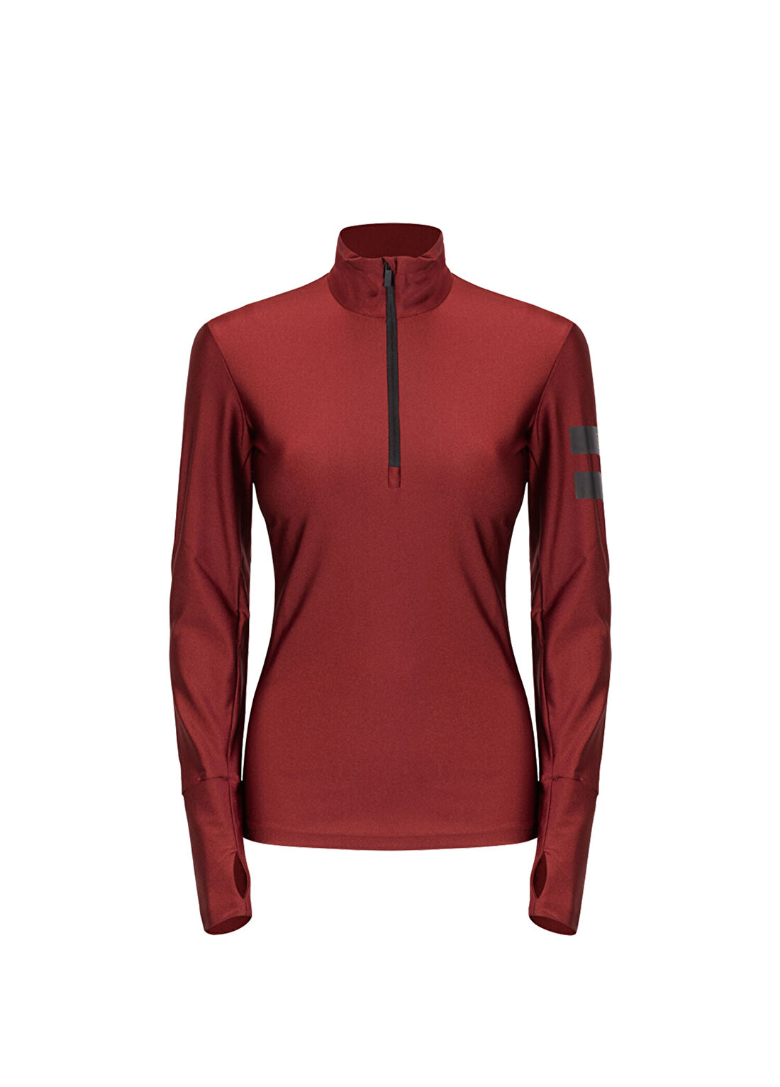 Onemore 631 Turtleneck Wıth Half Zıp Bordo Uzun Kollu Kadın Spor Body