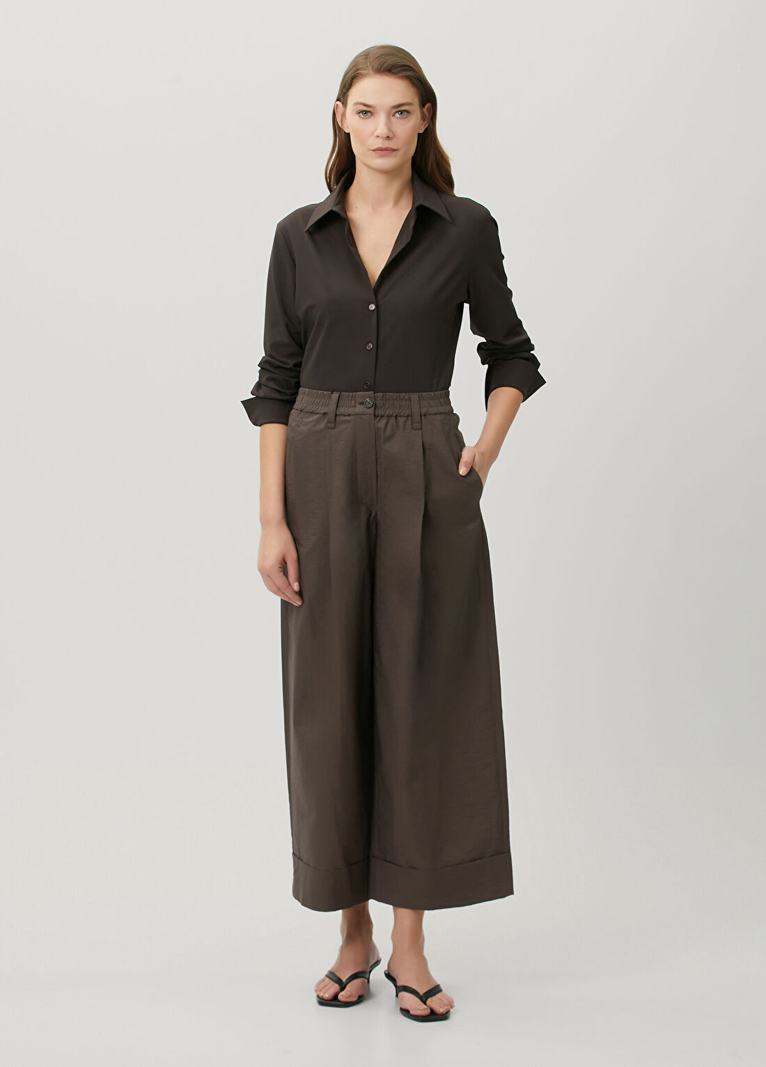 Brunello Cucinelli Kahverengi Wide Leg Pantolon