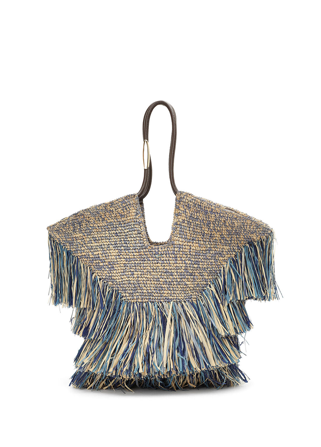 Zimmermann Goldentime Medium Fringe Mavi Kadın Rafya Çanta