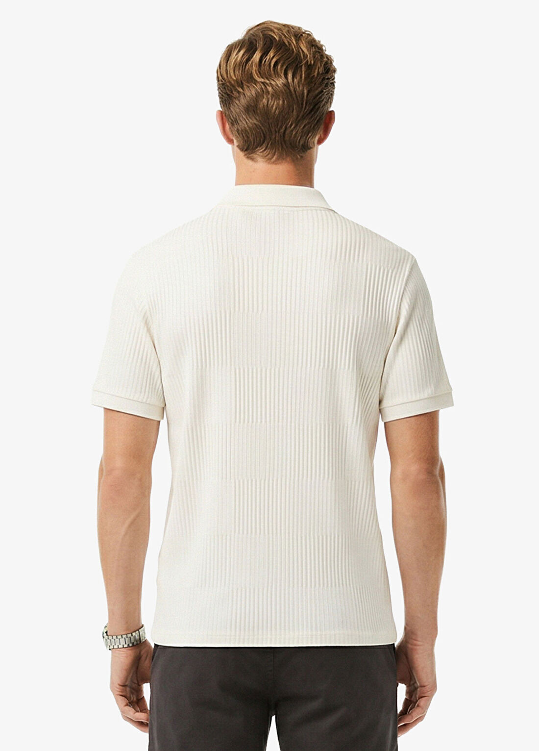 Lacoste Beyaz Regular Fit Çizgili Polo Yaka Kısa Kollu Erkek T-Shirt görsel 2
