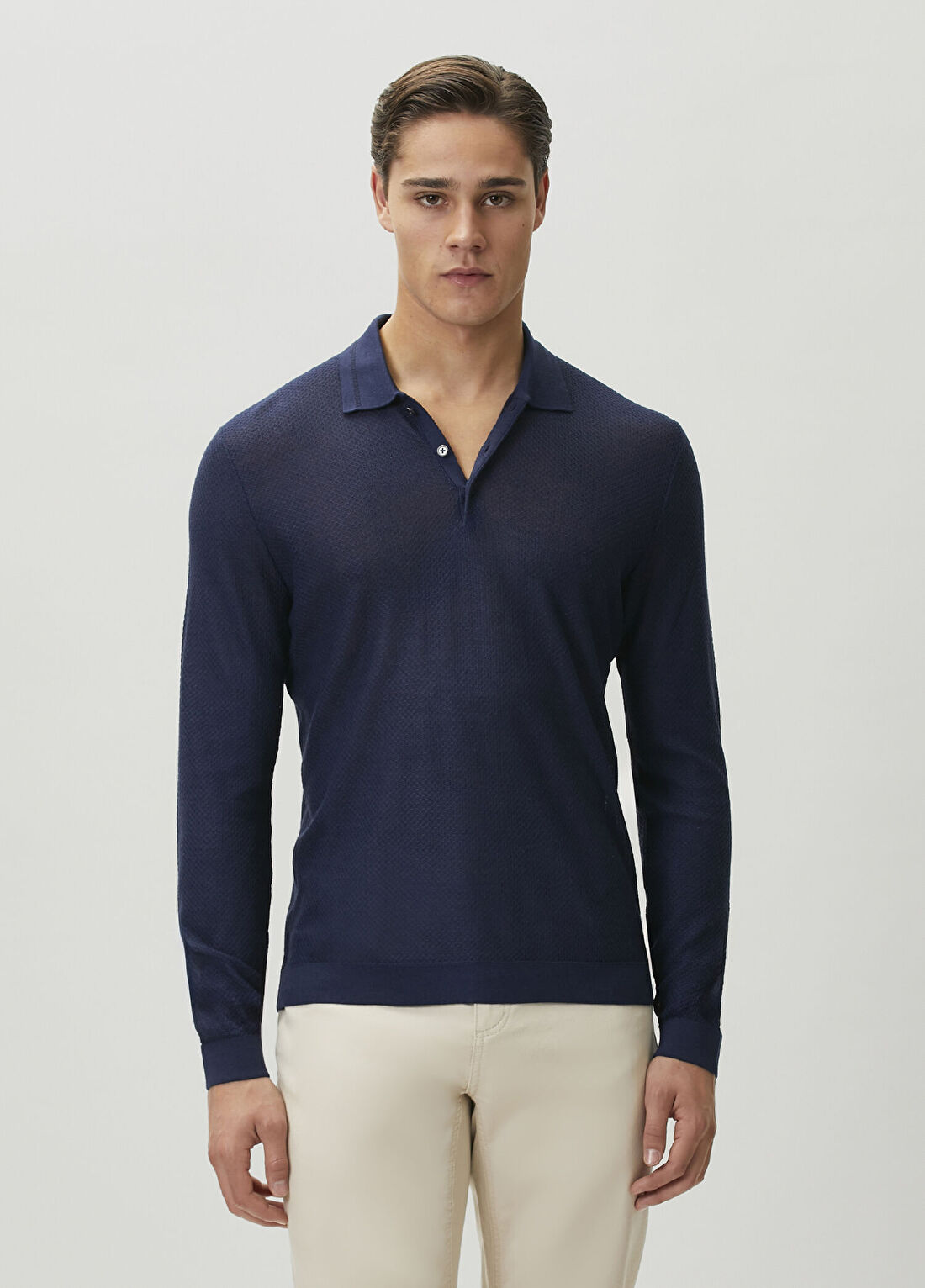 John Varvatos Venturi Lacivert Yün Polo Triko