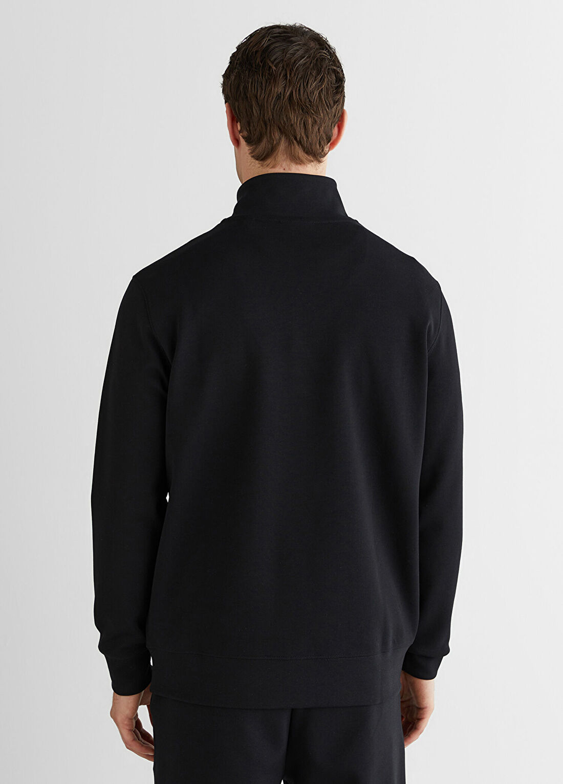 Gant Siyah Logolu Relaxed Fit Yarım Fermuarlı Erkek Sweatshirt görsel 2