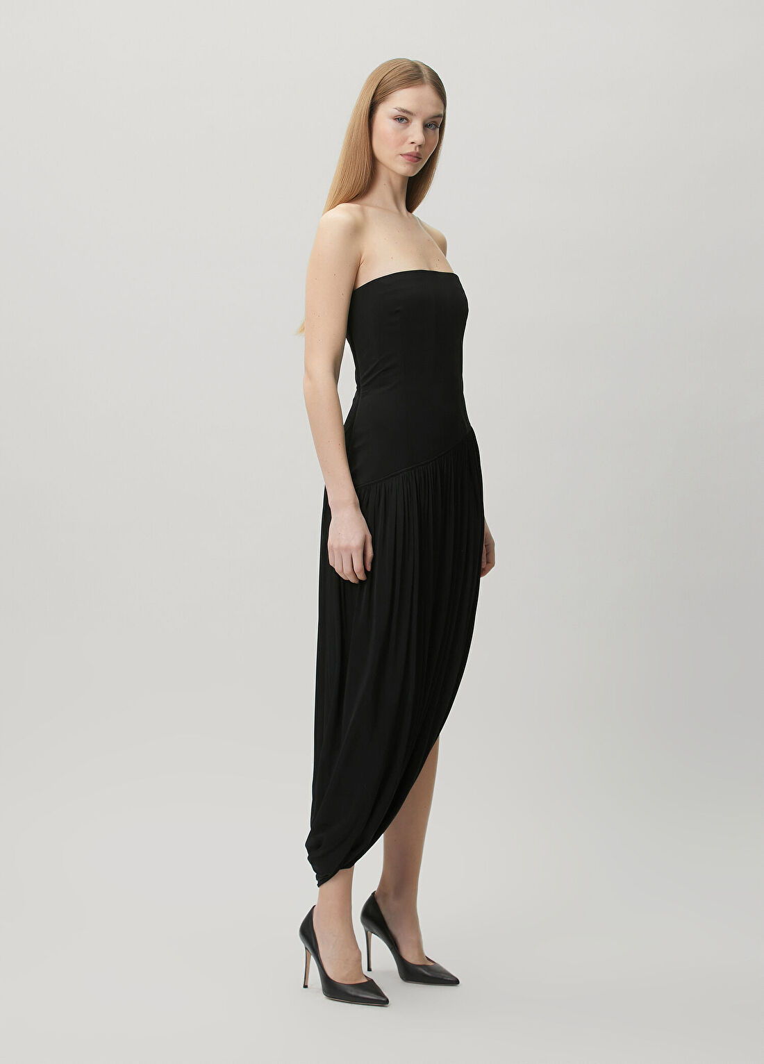 Ferragamo Siyah Midi Büstiyer Elbise görsel 3