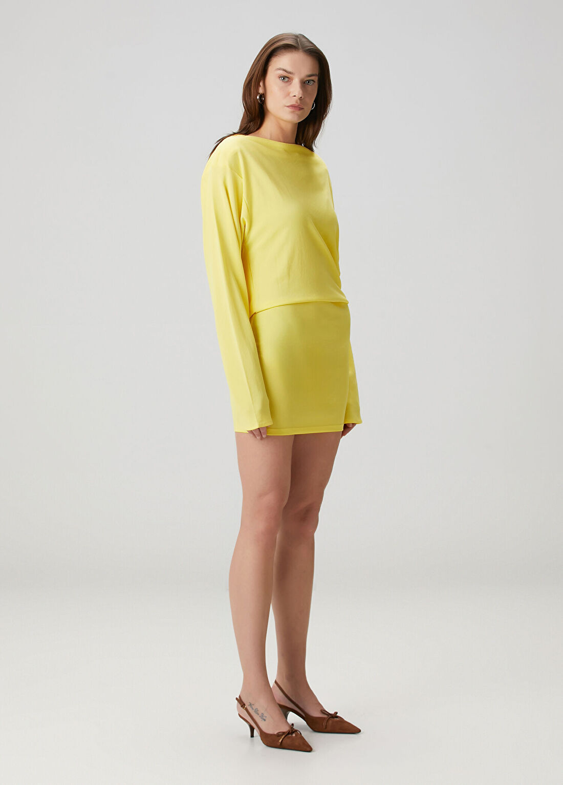 Jacquemus Mistral Sarı Drapeli Mini Elbise görsel 2