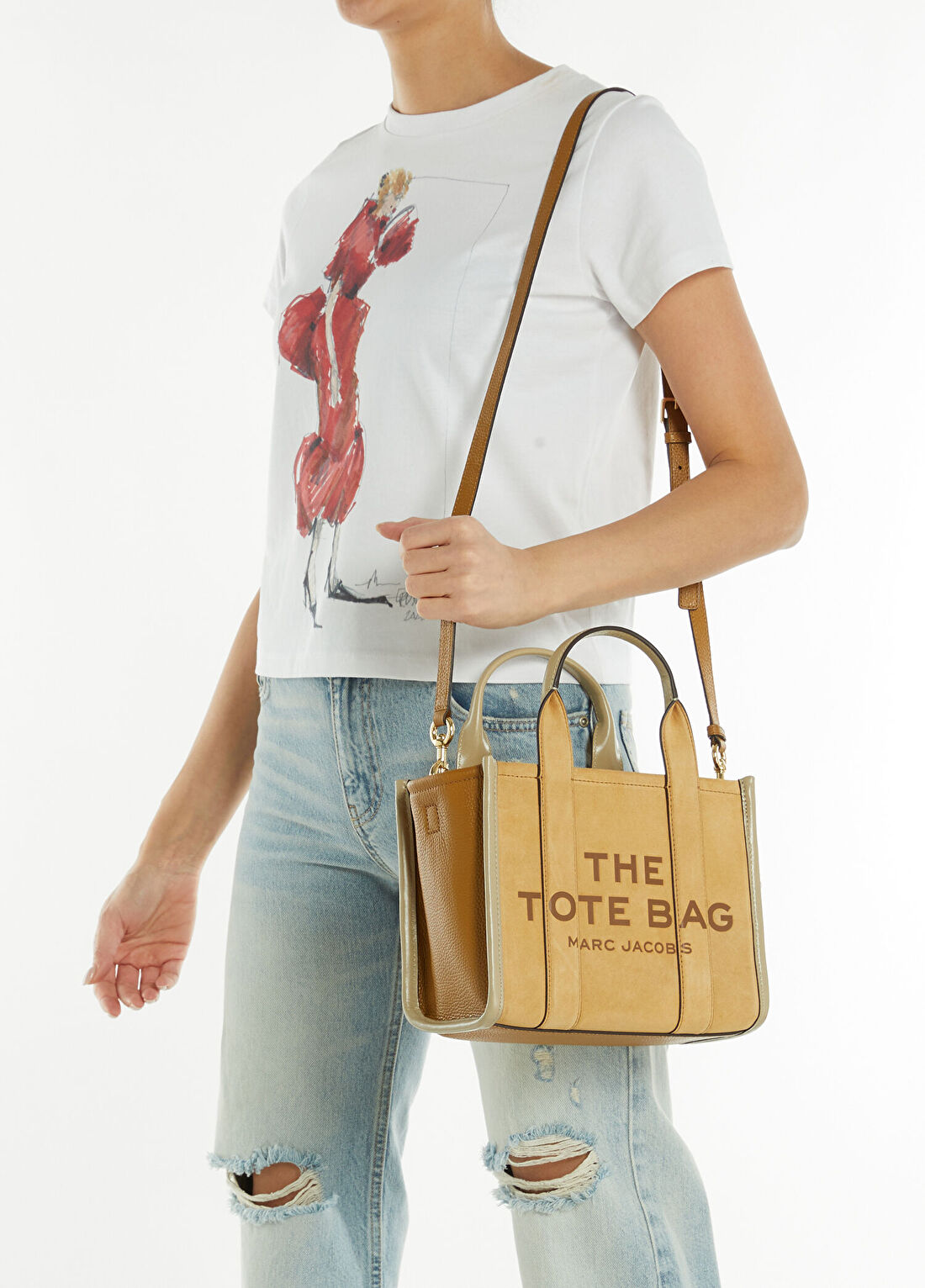 Marc Jacobs The Small Kahve Taba Kadın Süet Alışveriş Çantası görsel 2