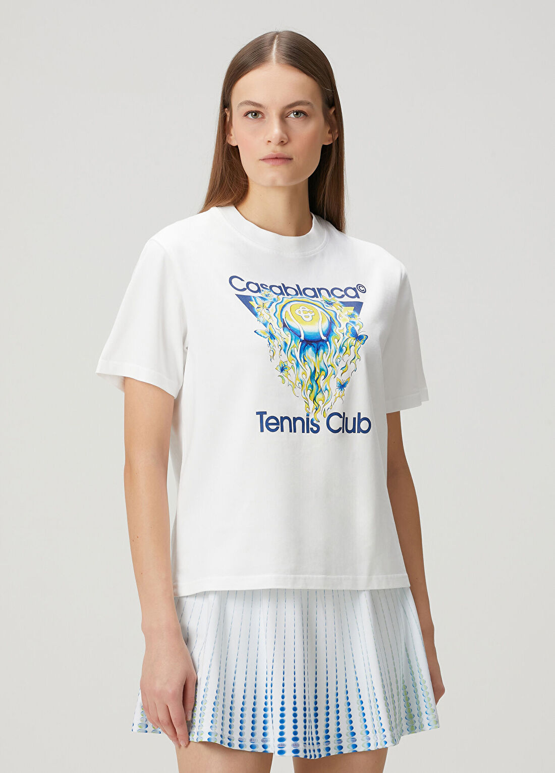 Casablanca Tennis Club Icon Mavi Beyaz T-shirt görsel 3