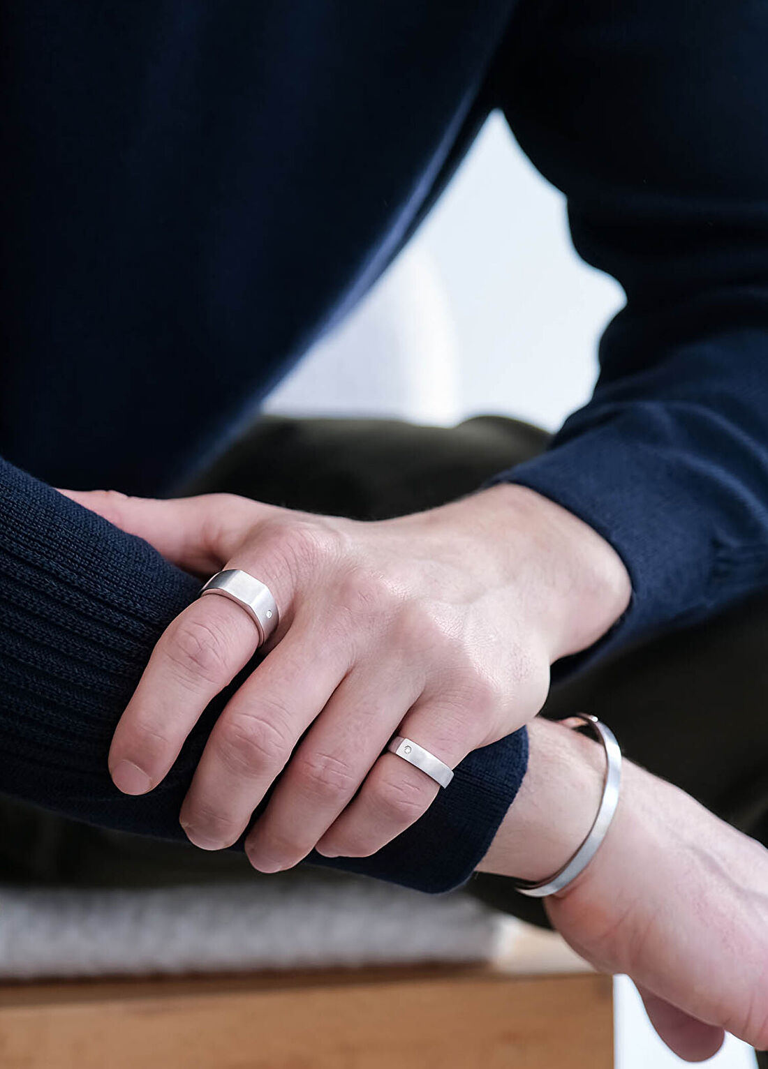 Aleyna Cebeci Jewelry Pırlanta Taşlı 925 Ayar Gümüş Erkek Yüzük görsel 2