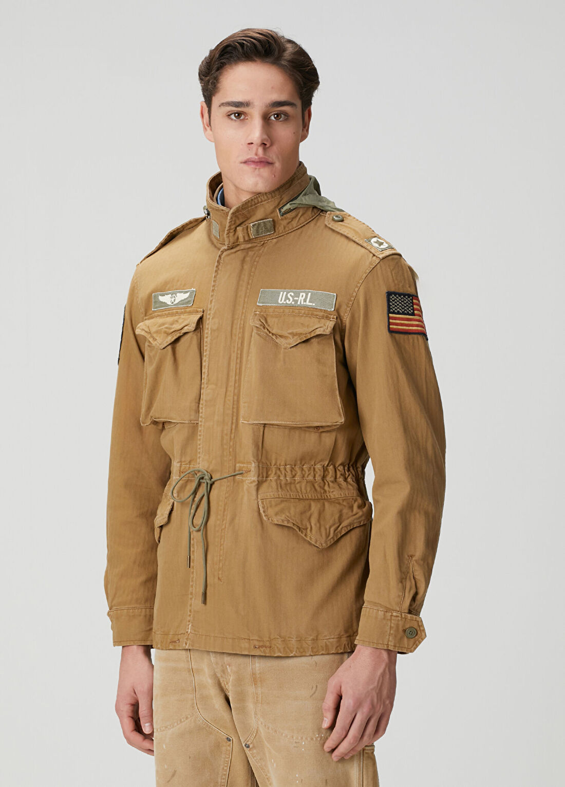 Polo Ralph Lauren Bej Kapüşonlu Patchli Mont görsel 3